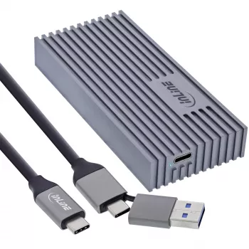 USB4 išorinis dėklas InLine 00031J — USB-C į M.2 NVMe SSD, 40 Gb/s, aliuminis