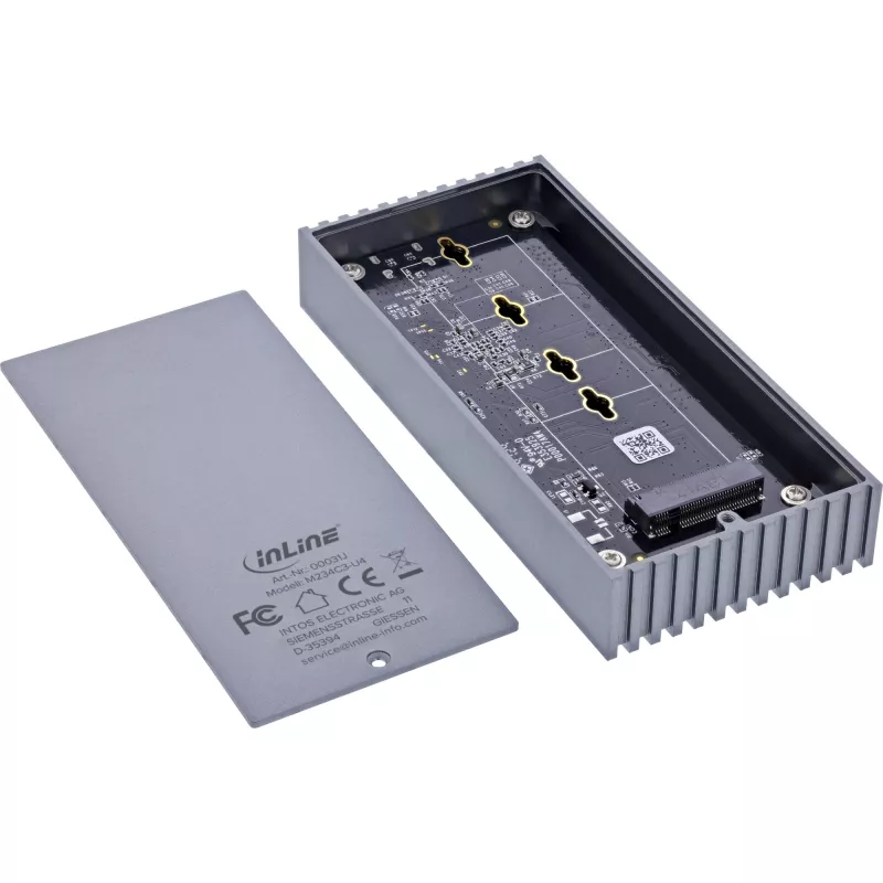 USB4 išorinis dėklas InLine 00031J — USB-C į M.2 NVMe SSD, 40 Gb/s, aliuminis