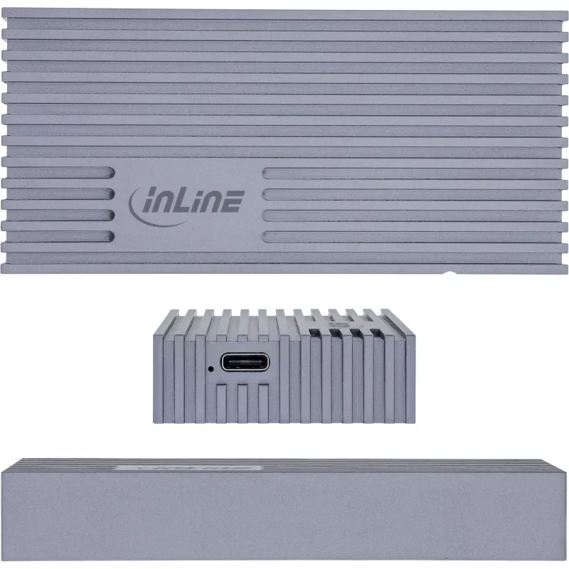 USB4 išorinis dėklas InLine 00031J — USB-C į M.2 NVMe SSD, 40 Gb/s, aliuminis