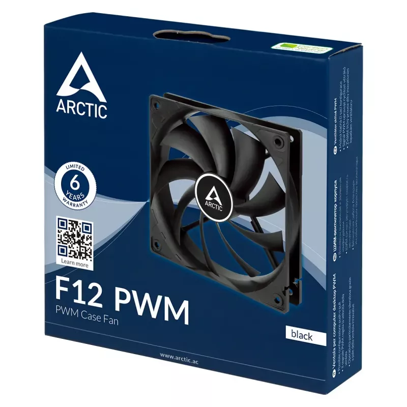 Ventiliatorius ARCTIC Freezer F12 PWM 120 mm 230-1350 RPM 0,3 sone Juodas