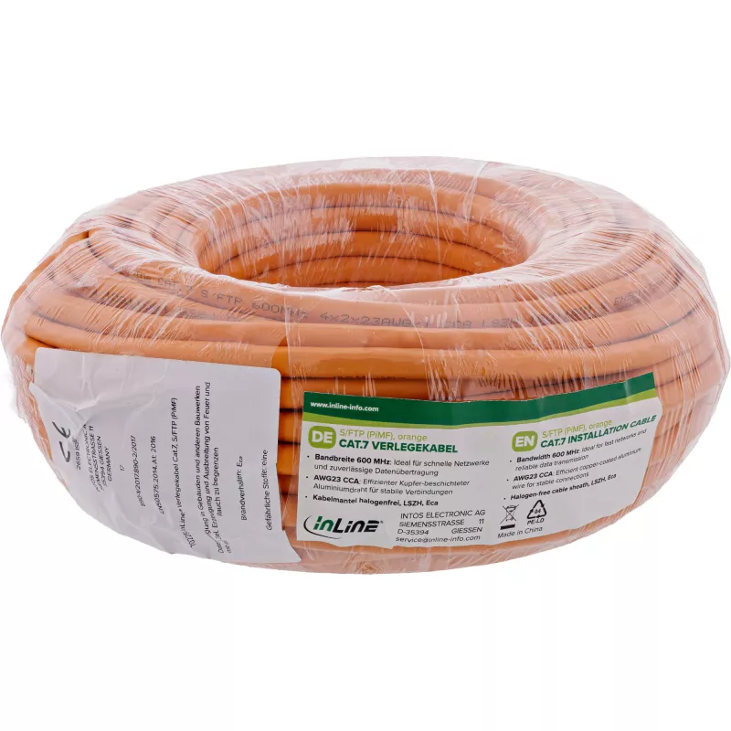 InLine 70230I tinklo kabelis RJ45 Cat.7 600MHz 1m oranžinis
