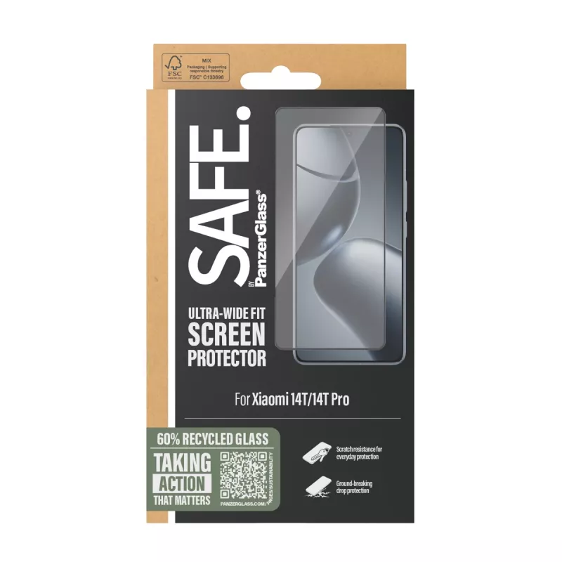 PanzerGlass SAFE. by ® Apsauginis stiklas Xiaomi 14T | 14T Pro | Ultra-Wide Fit