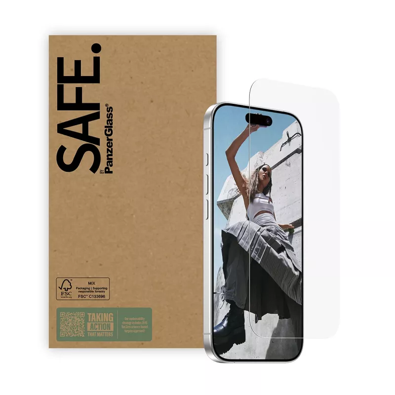 Apsauginis stiklas PanzerGlass SAFE by iPhone 17 / iPhone 17 Pro / iPhone 16 Pro – Ultra-Wide Fit, grūdintas stiklas, 10 vnt. pakuotė