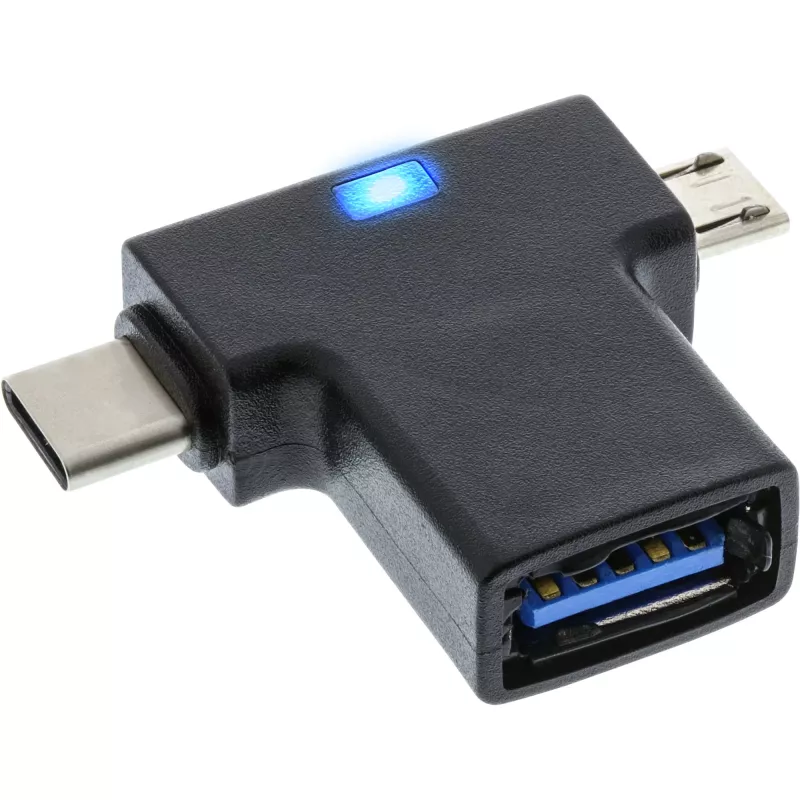 InLine USB 3.1/2.0 OTG T-Adapter, USB-C vyriškas arba Micro-USB į A moterišką