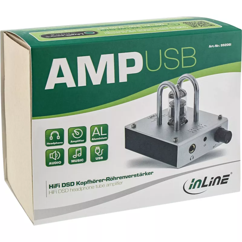 InLine AmpUSB, Hi-Res AUDIO HiFi DSD USB garso DAC su vakuuminiu stiprintuvu