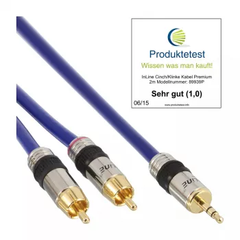 InLine garso kabelis Premium 2x RCA kištukas / 3.5 mm kištukas auksuotas 15 m