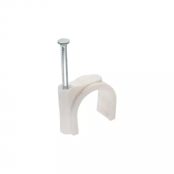 Kabelio laikiklis InLine 8 mm, apvalus, plastikinis, baltas – pakuotė po 50 vnt.