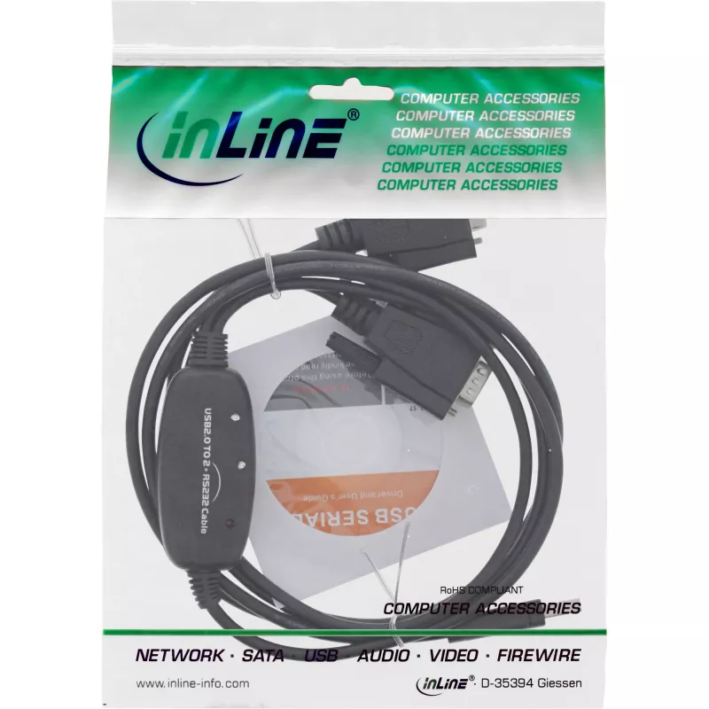 InLine USB 2.0 į 2x RS232 adapterio laidas USB A tipas į 2x 9 kontaktų SubD vyriškas 1,5 m