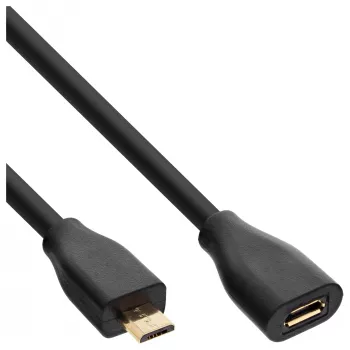 InLine Micro-USB 2.0 ilginimo laidas, Micro-B M/F, juodas/auksinis, 3 m
