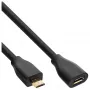 InLine Micro-USB 2.0 ilginimo laidas, Micro-B M/F, juodas/auksinis, 3 m