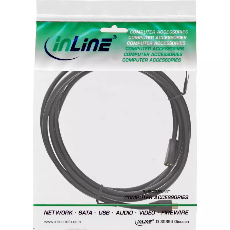 InLine Micro-USB 2.0 ilginimo laidas, Micro-B M/F, juodas/auksinis, 3 m
