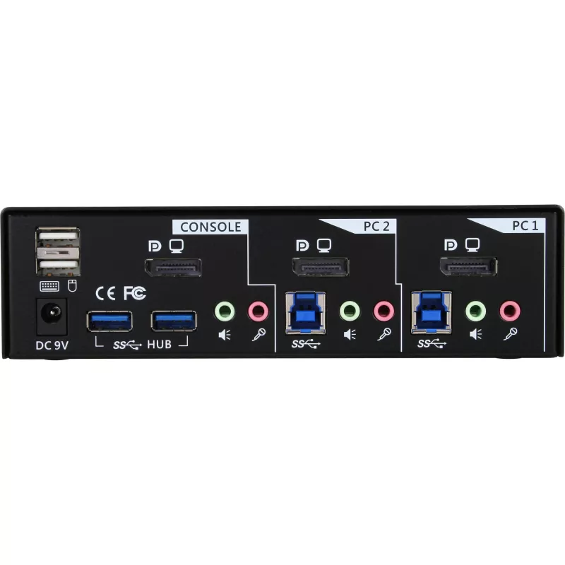InLine KVM jungiklis 2 prievadų DisplayPort USB 3.0 su garsu
