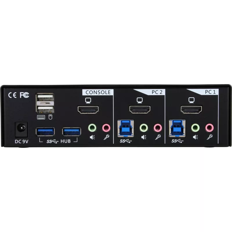 InLine stalinis KVM jungiklis, 2 prievadai, HDMI, USB 3.0, su garsu