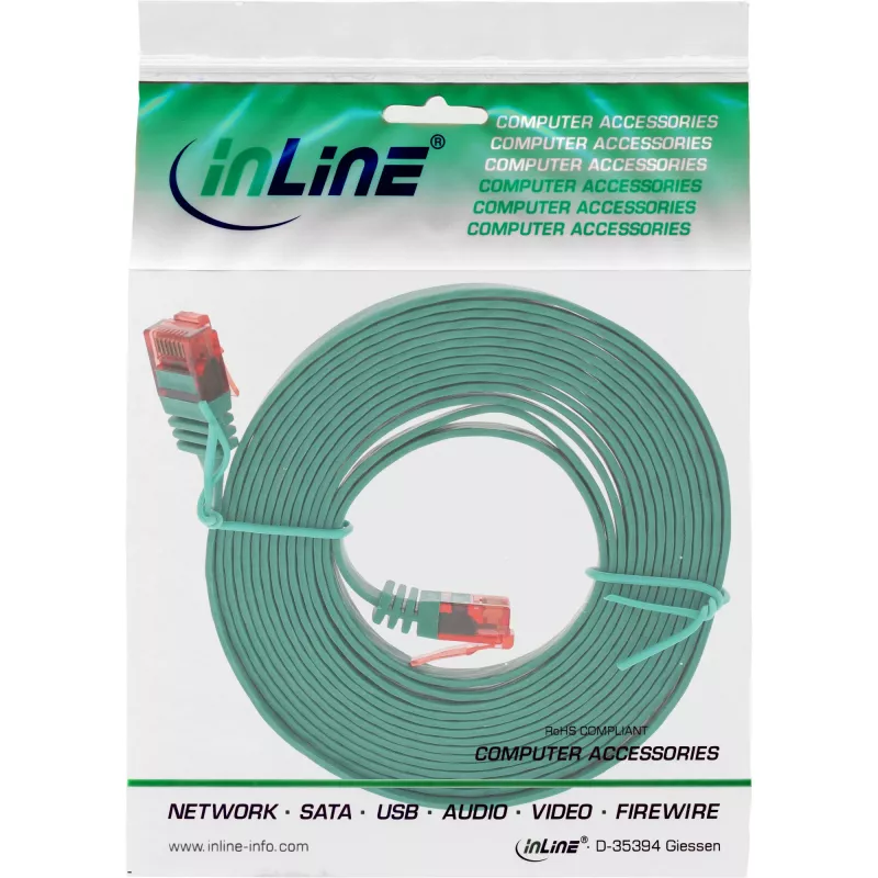 InLine Flat Ultraslim Patch Cable U/UTP Cat.6 Gigabit paruoštas žalias 1,5 m