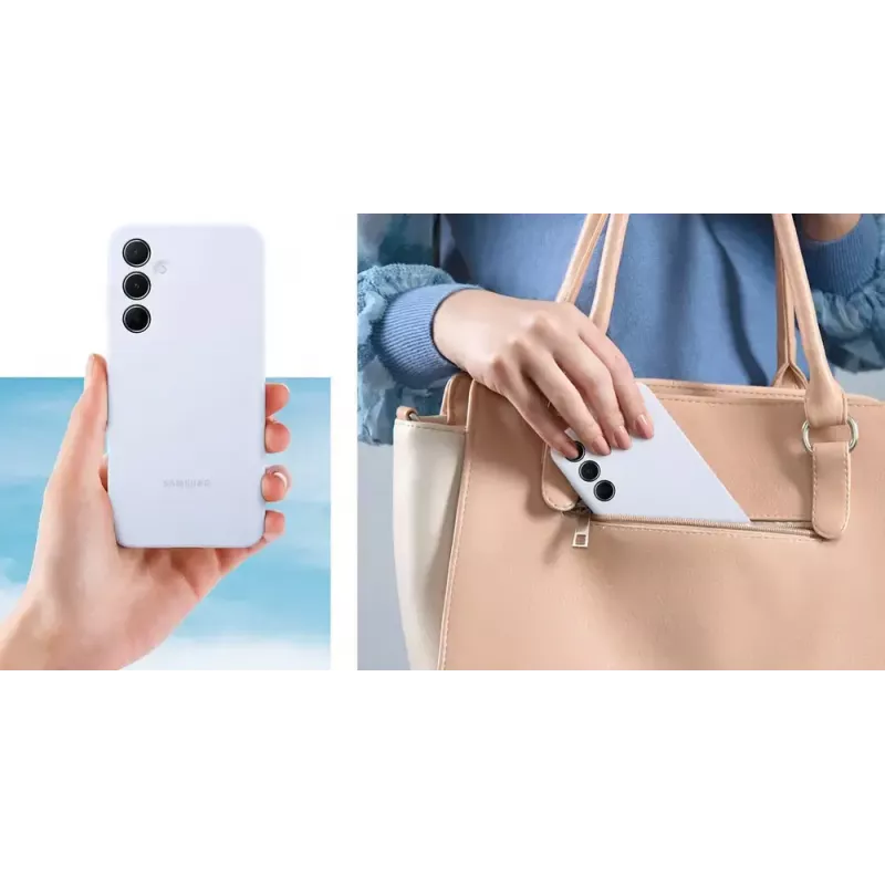 Mobilaus telefono dėklas AVM Samsung EF-PA556, skirtas Galaxy A55, silikoninis, šviesiai mėlynas, 16,8 cm (6,6 inch) ekranams