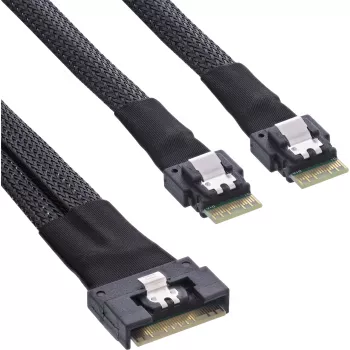 InLine Slim SAS kabelis, SFF-8654 8i į 2x SFF-8654 4i, 0,75 m