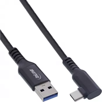 InLine USB 3.2 Gen.1 laidas, USB-C lizdas kampu - USB-A kištukas, VR, juodas, 5 m