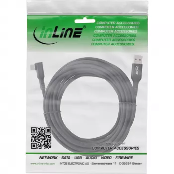 InLine USB 3.2 Gen.1 laidas, USB-C lizdas kampu - USB-A kištukas, VR, juodas, 5 m