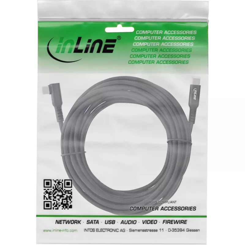 InLine USB 3.2 Gen.1 laidas, USB Type-C vyriškas/vyriškas kampuotas VR, juodas, 5 m