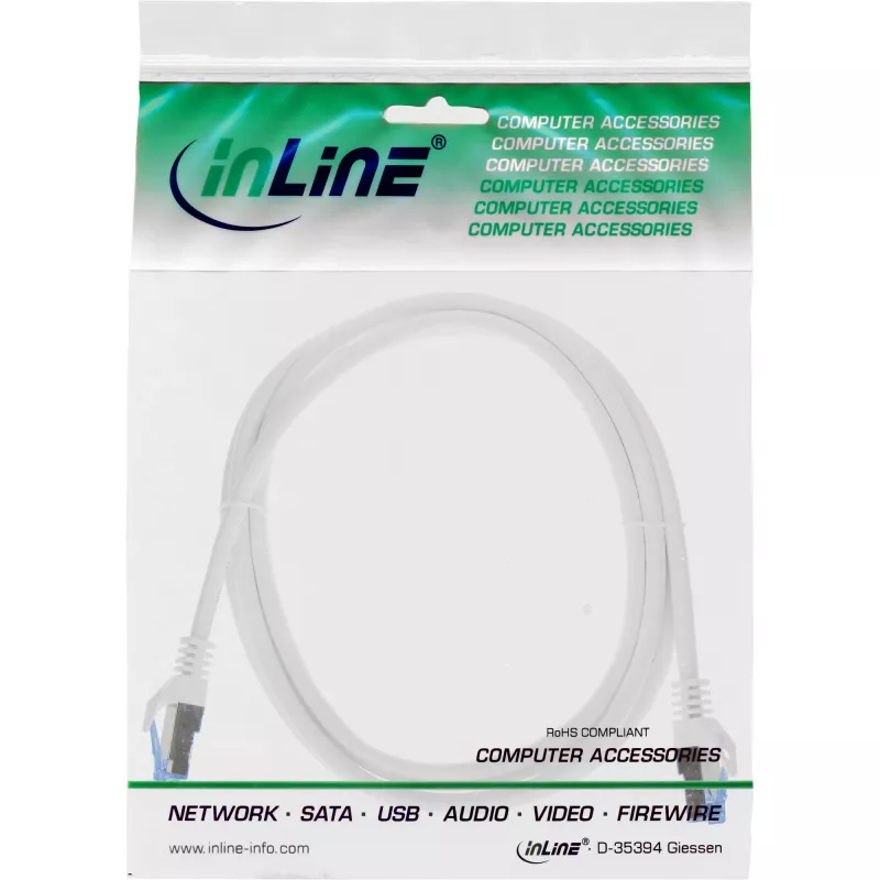 InLine 72602W tinklo kabelis baltas 2 m Cat6a S/FTP (S-STP)