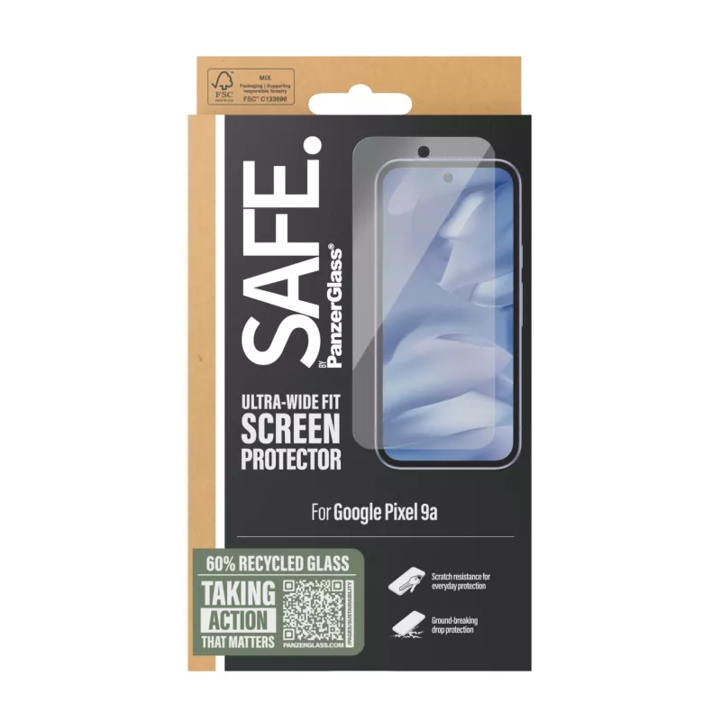 PanzerGlass SAFE.® ekrano apsauga Google Pixel 9a | Ultra-Wide Fit