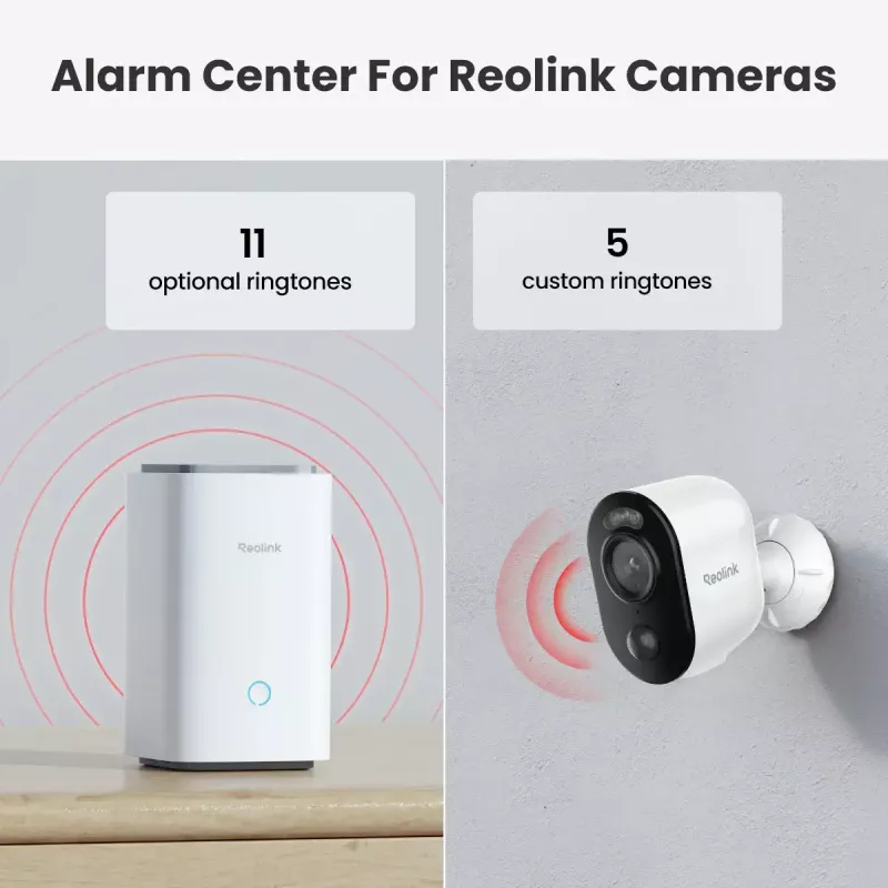 Reolink Hub 1 bazinis blokas su 2× Argus Series B310 belaidėmis 3MP kameromis, baltos spalvos, vidaus naudojimui