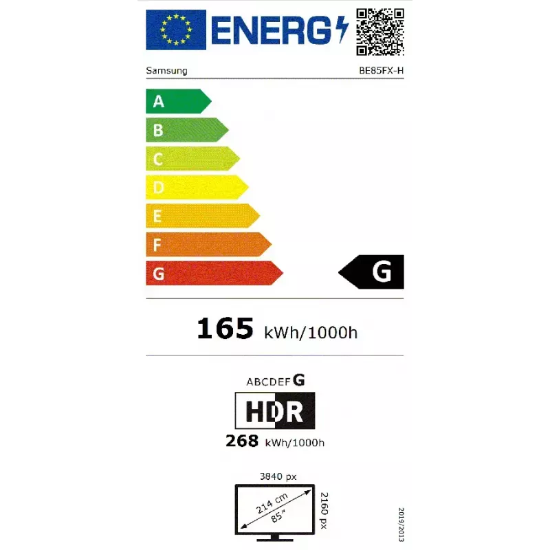 Samsung BE85FX-H Skaitmeninės reklamos plokščiasis ekranas 2.16 m (85 colių) LED „Wi-Fi“ 4K Ultra HD Juodas su integruotu procesoriumi Tizen 16/7