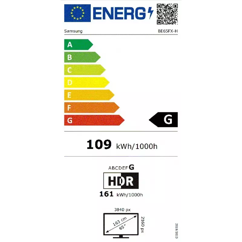 Samsung BE65FX-H skaitmeninių ženklų plokščiasis ekranas 165,1 cm (65 col.) LED Wi-Fi 4K Ultra HD juodas su įmontuotu Tizen procesoriumi 16/7