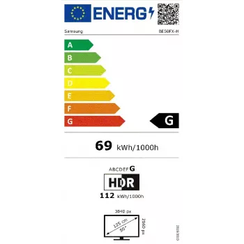 Samsung BE50FX-H skaitmeninės reklamos plokščias ekranas 127 cm (50 colių) LED Wi-Fi 4K Ultra HD juodas su integruotu Tizen procesoriumi 16/7