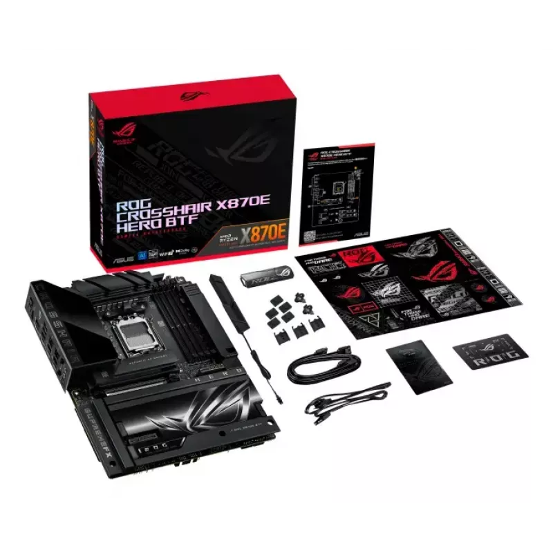 Pagrindinė plokštė ASUS ROG CROSSHAIR X870E HERO BTF — AMD X870E, lizdas AM5, ATX, DDR5, M.2, Wi‑Fi 7