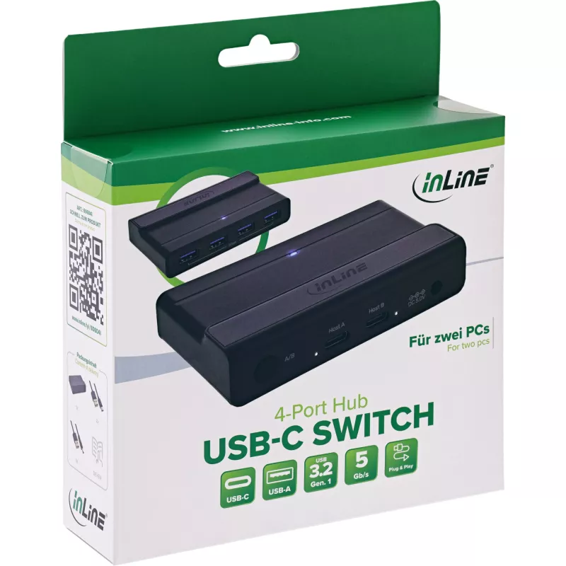 InLine 60604I USB-C jungiklis su 4 prievadų USB šakotuvu