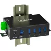 InLine 35396A USB 3.2 Gen 1 pramoninis šakotuvas, 4x USB-A, USB-B kompiuterio prievadas, 5 Gbit/s, aliumininis korpusas, juodas, su maitinimo blokeliu