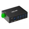 InLine 35396A USB 3.2 Gen 1 pramoninis šakotuvas, 4x USB-A, USB-B kompiuterio prievadas, 5 Gbit/s, aliumininis korpusas, juodas, su maitinimo blokeliu
