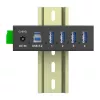 InLine 35396A USB 3.2 Gen 1 pramoninis šakotuvas, 4x USB-A, USB-B kompiuterio prievadas, 5 Gbit/s, aliumininis korpusas, juodas, su maitinimo blokeliu
