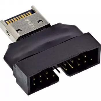 InLine 33446T adapteris USB Type-E Key A (20 kontaktų) į USB 3.0 (19 kontaktų), juodas