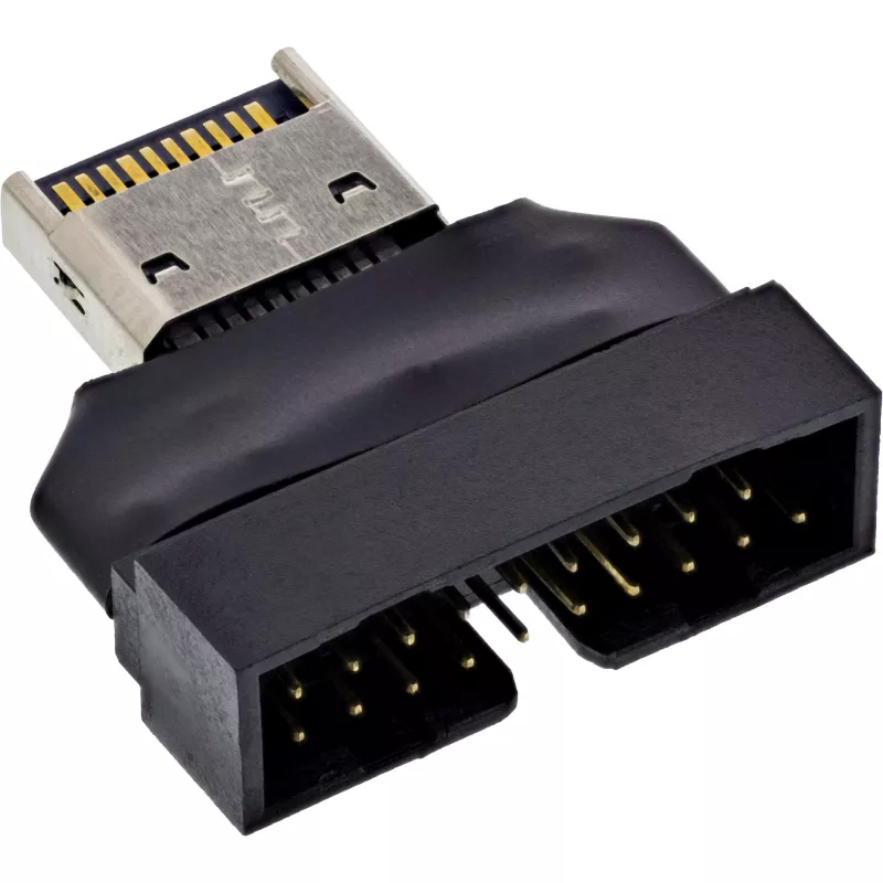 InLine 33446T adapteris USB Type-E Key A (20 kontaktų) į USB 3.0 (19 kontaktų), juodas