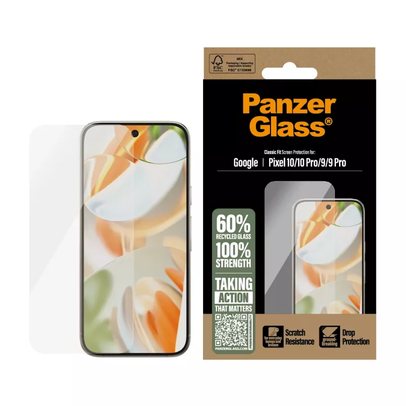 PanzerGlass® Ekrano apsauga Google Pixel 10 | 10 Pro 5G | 9 5G | 9 Pro 5G | Classic Fit