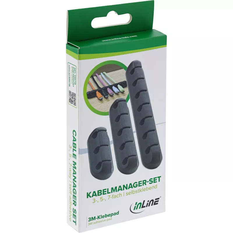 InLine 59971B kabelių tvarkymo rinkinys Universalūs kabelių laikikliai Juoda