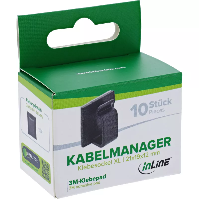 InLine 59971F laikiklis kabeliams Universalus kabelių kabliukas Juodas 10 vnt.