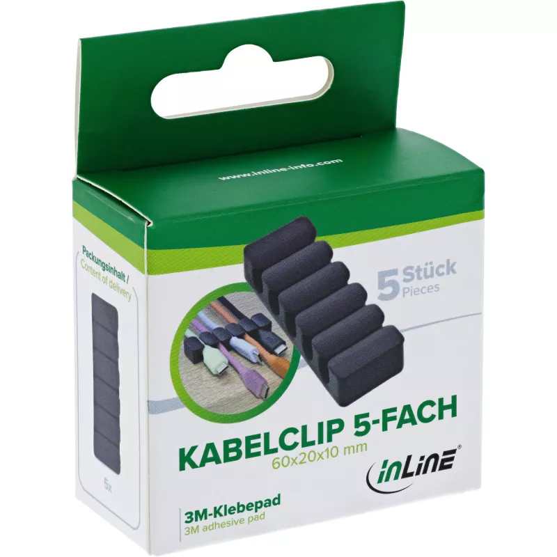 InLine 59971K kabelių laikiklis Universalus kabelių segtuvas Juodas 5 vnt.