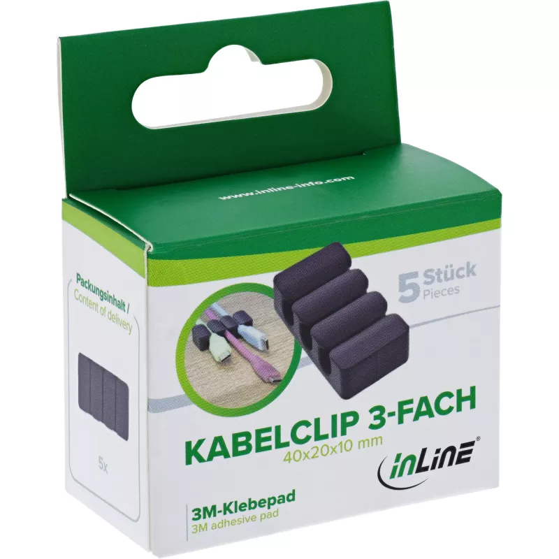 InLine 59971J kabelių laikiklis Universalus kabelių segtuvas Juodas 5 vnt.