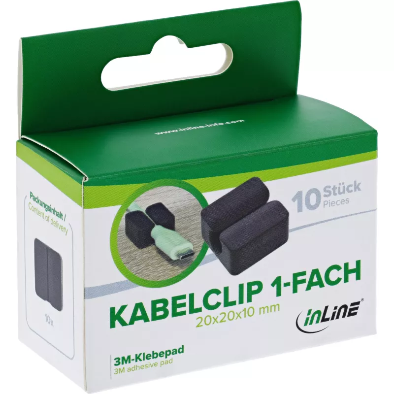 InLine 59971I kabelių laikiklis Universalus kabelių segtukas Juodas 10 vnt.