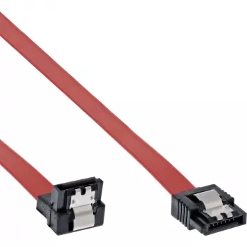 InLine SATA kabelis 150 / 300 / 600 S-ATA jungtims, lenktas su fiksatoriais 90° 0,5m