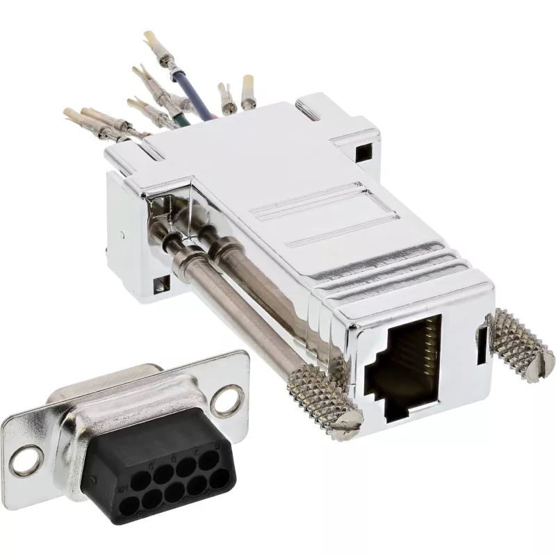 Adapteris InLine DB9 moteriškas / RJ45 8P8C moteriškas metalizuotas korpusas 68889L