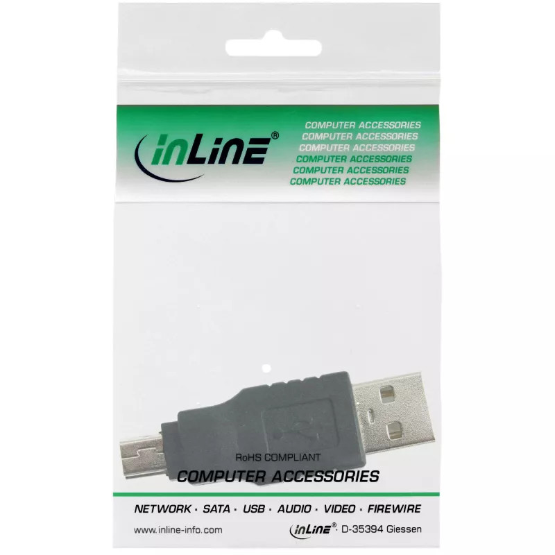 InLine Adapteris USB 2.0 Type A kištukas / Mini-USB 5 kontaktų kištukas 33441C