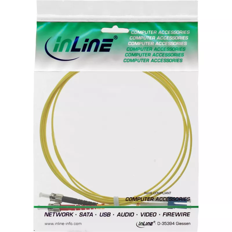 InLine šviesolaidinis dvipusis kabelis LC/ST 9/125µm OS2 2m
