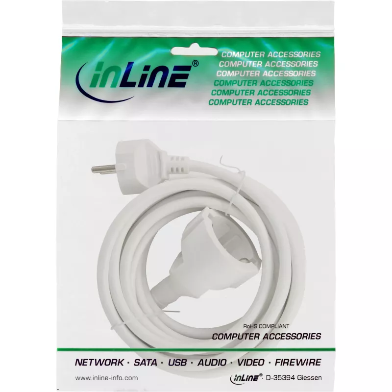InLine Power ilginimo laidas baltas 1m CEE7/7 H05VV-F3G 230V