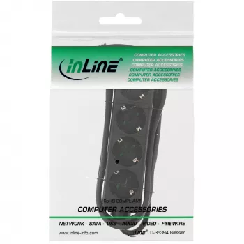 InLine ilgintuvas, 4 lizdai su įžeminimu CEE 7/3, juodas, 5 m