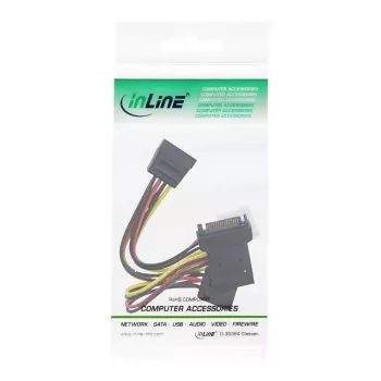 InLine SATA maitinimo adapterio laidas, vyriškas į moterišką, 2x SATA + 4 kontaktų Molex