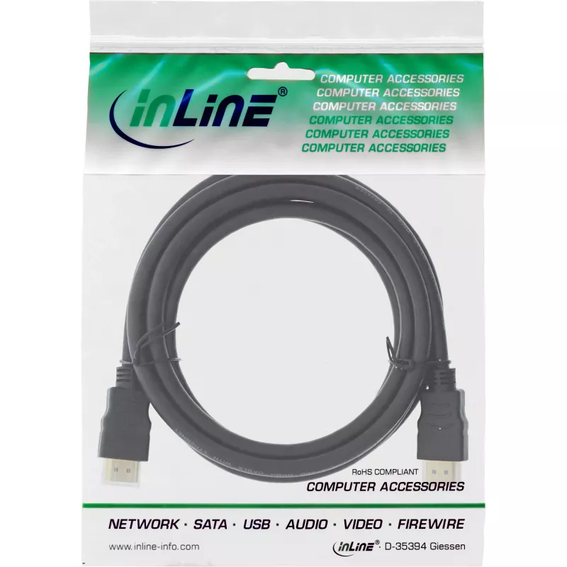 InLine High Speed HDMI kabelis su Ethernet Premium 4K2K vyriškas / vyriškas juodas 2,5 m